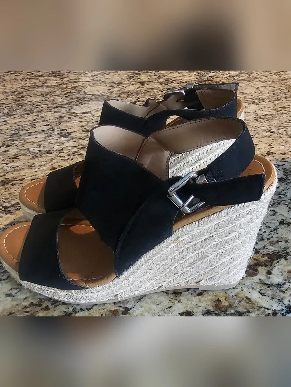 Dv By Dolce Vita Black Women’s Wedge Espadrille Sandals - Suede Upper Size 7